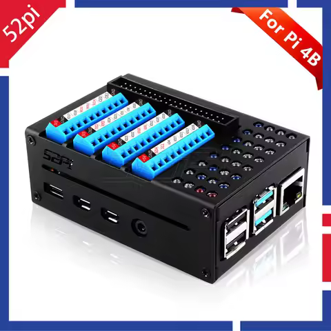 52Pi Raspberry Pi 4 Model B GPIO Terminal Board with LED Metal Case For Raspberry Pi 4B
