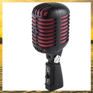 (HIMK) 1 Piece Professional Classic Retro Dynamic Vocal Microphone Black & Red Swing Mic For Live Pe