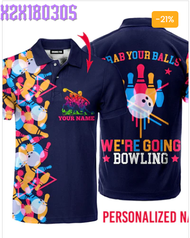 Grab Your Ball Bowling - Gift For Team, Bowling Player - Colorful Pins Custom Name Polo Shirt For Men &amp; Women PN1765