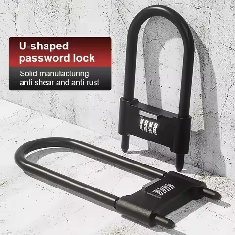 U-Shaped Password Lock Large Waterproof Padlock Store Glass Door Locks Bicycle and Motorcycle Passwo