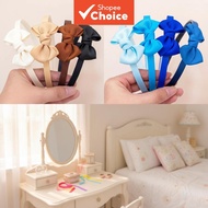 4 Pack Girl's Bow Headbands Solid Color 2.5 Inch Mini Small Grosgrain Ribbon Bow Toothed Headbands C