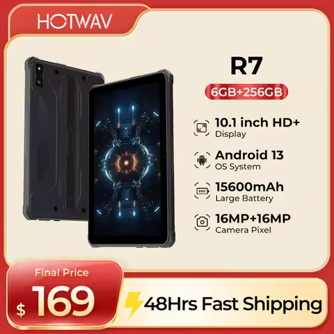 Global HOTWAV R7 Tablet Rugged Android 13 10.1'' HD+ 15600mAh ipad 12GB(6+6) 256GB 16MP+16MP TG Reve