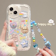 Suitable for IPhone 11 12 Pro Max X XR XS Max SE 7 Plus 8 Plus IPhone 13 Pro Max IPhone 14 Pro Max Transparent Phone Case Colourful Animal Cute Accessories Rabbit Bear