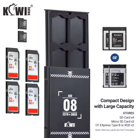 KIWIFOTOS Multi Slots Pop-up Design Memory Card Case Shockproof Aluminum SD Card Case for SD/ Micro 