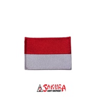 MERAH Red and White Embroidered Bet 5x 7cm Indonesian Red and White Flag Bet
