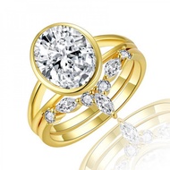 8*10MM Real Moissanite 3EX VVS1 D Color Oval Cut Diamond Gemstone Engagement Ring Sets 925 Sterling 