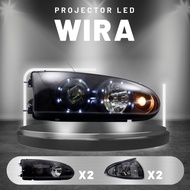Lampu Besar Depan Material Kaca Untuk Proton Wira Satria Putra projector Hitam Black 1 set 4 pcs Bua