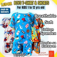 Tshirt Shorts for kids boys Terno ages 1-12 Damit pambahay Assorted Design boy kid clothes