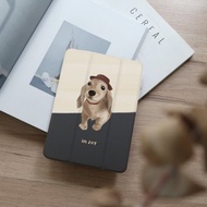 iPad case 12.9/Air5/iPad 9/mini 6奶油臘腸犬 附筆槽平板保護套