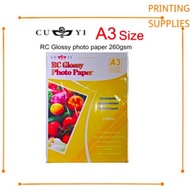 CUYI RC GLOSSY PHOTO PAPER 260GSM A3 (20 SHEETS)