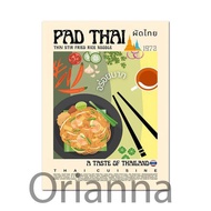 Pad Thai โปสเตอร์ Retro StyleThai Cuisine ArtThai อาหารพิมพ์ Modern Kitchen DecorAsian อาหาร Tom Yam