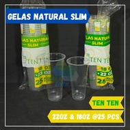 TEN TEN Clear Flat Plastic Cups 18 Oz & 22 Oz Slim @25 pcs Glass/ Slimnatural