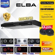 (KCE)🔥ELBA ESH-M7598(BK) Slim Hood Twin Motor Wall Mounted Kitchen Hood Cooker Hood P