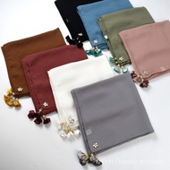 Stok baharu scarf tudung persegi chiffon warna pejal musim bunga panas, scarf tudung kasa bunga empa