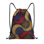 Custom Ankara African Pattern Drawstring Backpack Women Men Gym Sport Sackpack Traditional Africa Et
