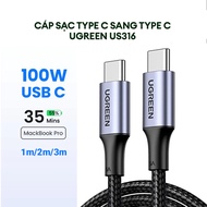 Ugreen 100W 60W Type-C fast charging cable 0.5m 1m 2m C to C umbrella 20V 5A iPhone, iPad high quali