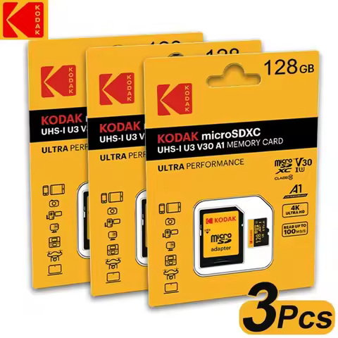 3Pcs Kodak SD Card 128GB SD/TF Flash Card Mini Sd Cards With Free SD Adapter Flash Memory Card Class