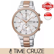 [Time Cruze] Seiko SNDV32 Chronograph Quartz Two Tone Stainless Steel White Dial Women Watch SNDV32P1 SNDV32P