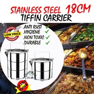 Quality Stainless Steel Tiffin Carrier Lunch Box Bekas Makanan 18cm