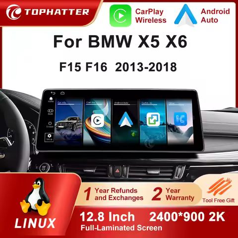 CarPlay For BMW X5 F15 X6 F16 2013-2018 NBT/EVO System 12.8in 2K Screen Car Radio LInux Multimedia P