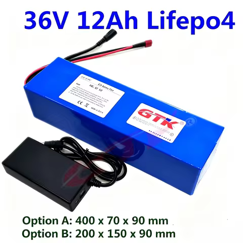 Gtk 12S 36V 15Ah Lithium Lifepo4 Rechargeable Battery Pack Replacement 10Ah 12Ah