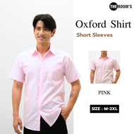 THE ROOMS - เดอะรูม เสื้อเชิ้ต คอปก สีชมพู Oxford แขนสั้น รีดง่าย ใส่สบาย