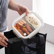 日本霜山 可微波強化玻璃蓋耐熱玻璃保鮮盒(雙分隔)-640ml-3入