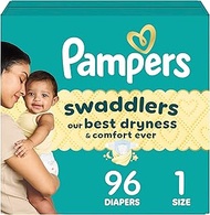 Pampers Diapers Newborn/Size 1 (8-14 lb), 96 Count - Swaddlers Disposable Baby Diapers, Super Pack (