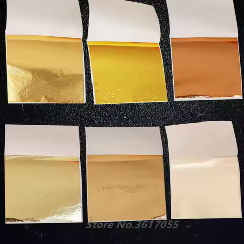 500pcs 9x9cm Art Craft Paper Imitation Gold Sliver Copper Leaf Leaves Sheets Foil Paper for Gilding 