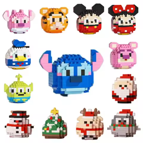 Disney Stitch LinaBell Hello Kitty Sanrio Building Blocks Damo Egg Cartoon Figrues Bricks Children's