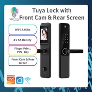 🇸🇬 SMART TECH® Tuya Smart Wifi Digital Door Lock Biometric Fingerprint Password Card Key with inner screen
