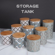 Jar tembikar Jepun, tin kopi, tin teh, kotak penyimpanan makanan isi rumah dengan penutup, dapur tin