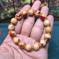 Tibetan Dzi Beads Bracelet Red Jade Cinnabar Red Dzi Beads Bracelet Old Beads Size Card About 10 x 1