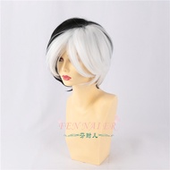 Fennel DELUXE CRUELLA DEVILLE Black White Mixed Foreign Trade Short wigs Wig A1950