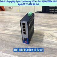 Switch Công Nghiệp 5 Port: 1 Port Quang SFP GE + 4 Port 10/100/1000M RJ45 DIN Rail DC9->48V
