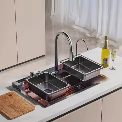LMM Super Thick 5.0 Whale Flying Rain Waterfall 304 Kitchen Honeycomb Sink Single Slot