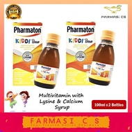 PROMO Pharmaton Kiddi CL Syrup 100ml x 2 Bottles (TWIN) EXP:10/2024 [ Multivitamin with Lysine &amp; Calcium, Children, Orange Flavour, No added sugar, kiddy, Improves appetite ]