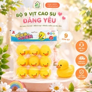 Combo Set of 9 adorable yellow rubber ducks in the bathtub for babies, can float on water