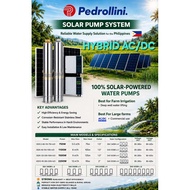 Solar Hybrid ac/dc Pedrollini submersible deepwell pump 1hp 1.5hp 2hp 3hp
