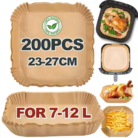 Air Fryer Square Baking Paper 23-27 cm Disposable Paper Liner Waterproof Oilproof Nonstick for 7-12L