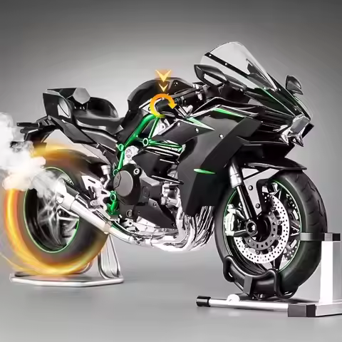Spray 1:6 Kavvasaki Racing Ninja 500 H2R Motorcycle Simulation Sound Light Fast And Furious Kid Gift