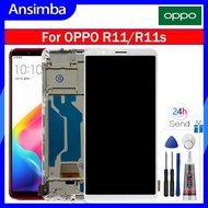 Ansimba จอแอลซีดี AMOLED ของแท้สำหรับ OPPO R11/R11s สัมผัสหน้าจอ LCD หน้าจอดิจิตอลแทนการประกอบสำหรับ OPPO R11 R11s จอแสดงผล TFT โอแอลอีดีพร้อมกรอบ