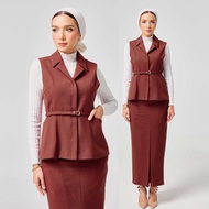 SHE DAZZLE VERA SET Sleevelest Vest with Pencil Skirt Set baju skirt office wear casual wear women