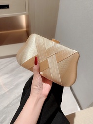 EGAT Store Elegant Pleated Satin Clutch with Woven Metal Detail | Perfect for Socialite Banquets and Cheongsam Dresses | Handcrafted in Malaysia