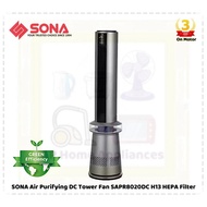 SONA Air Purifying DC Motor Tower Fan - MEDICAL Grade H13 HEPA Filter SAPR8020DC | SAPR 8020DC (3 Ye