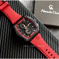 Alexandre Christie | AC 6608MCRIPBARE Chronograph Sporty Men Watch with Black Dial Red Silicon Strap Official