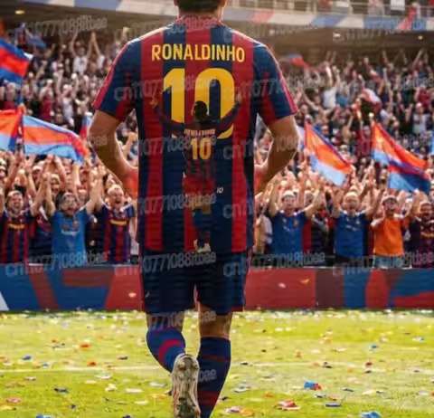 Barca Stripe Ronaldinho Print Football Jersey Tshirt Comfortable Breathable Summer Sport Stylish Fam