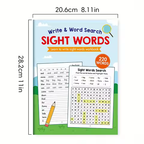 Learning Workbook 220 Sight Words with Answer Key Educational Handwriting Sight Words Search Games f