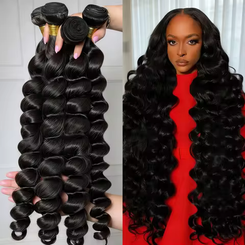 Loose Wave Human Hair Bundles Curly Hair Weaving 28 30 40 Inch Natural Human Hair Remy Loose Deep Wa