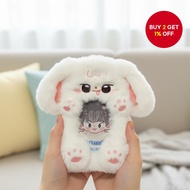 3-Inch Plush Kawaii Photocard Holder Big Ears Rabbit Keychain Campus Card Protective Case School Sta